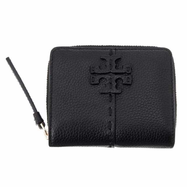 TORY BURCH トリーバーチ　2つ折り財布　ロゴ　黒　レザー