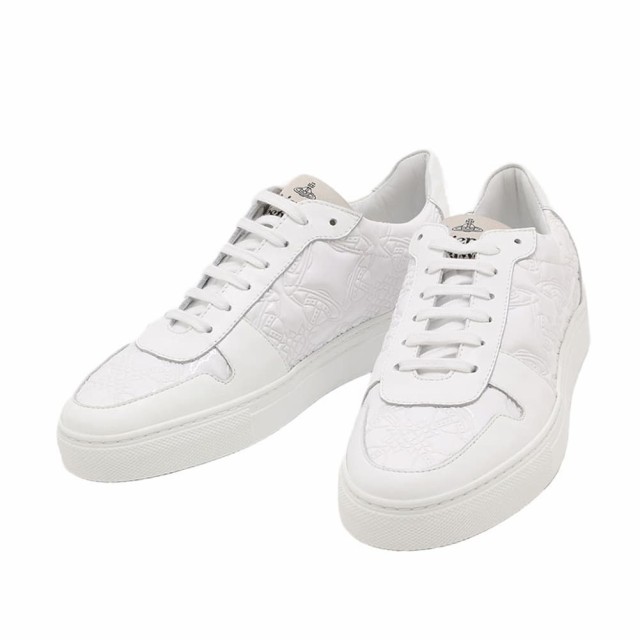 [即日発送]ヴィヴィアンウエストウッド レディース ローカットスニーカー コートスニーカー24cm〜24.5cm/VIVIENNE WESTWOOD CLASSIC TRAINER LOW TOP レザー ロゴ刺繍 シンプル ローカットスニーカー コートスニーカー WHITE 送料無料/込 卒業祝入学祝プレゼント