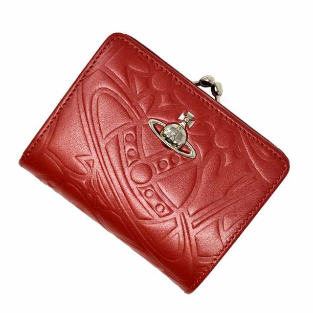 Vivienne Westwood RED ORB型押し がま口 二つ折り財布