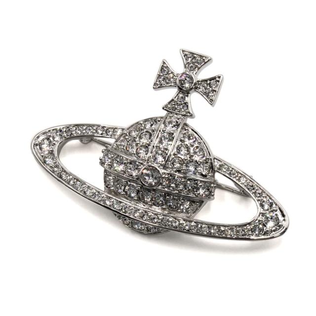 [即日発送]ヴィヴィアンウエストウッド レディース ブローチ コサージュ/VIVIENNE WESTWOOD BAS RELIEF BROOCH オーブロゴモチーフ ラインストーン ブローチ コサージュ シルバー 送料無料/込 誕生日プレゼント