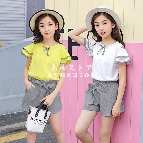 子供服 女の子 夏服 セットアップ キッズ 半袖 トップス tシャツ