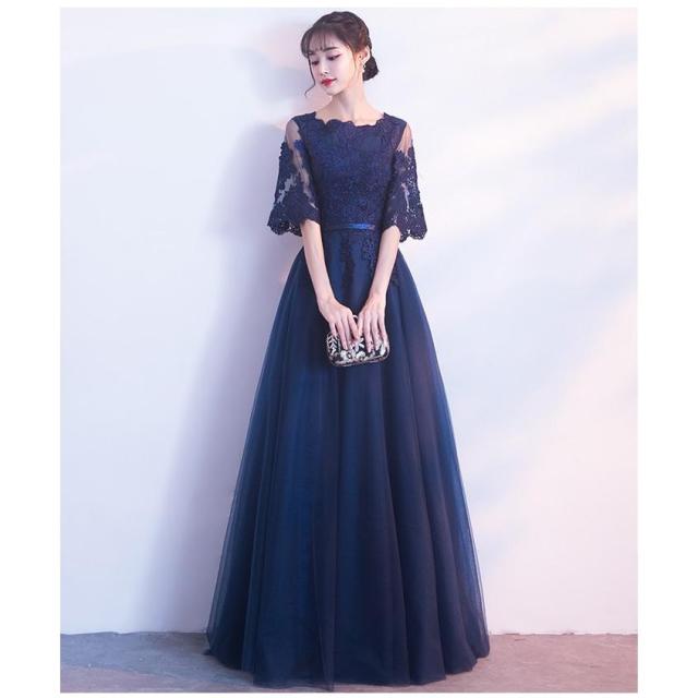 ロングドレス 演奏会 パーティードレス 結婚式 ドレス 袖あり ウェディングドレス 花嫁 パーティドレス ロング丈 二次会 お呼ばれ ピアノ 発表会 jb17130_1