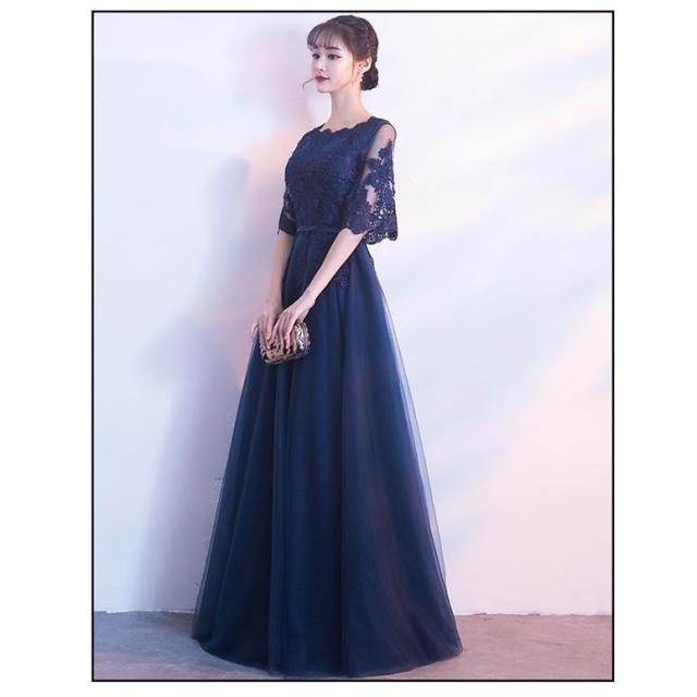 ロングドレス 演奏会 パーティードレス 結婚式 ドレス 袖あり ウェディングドレス 花嫁 パーティドレス ロング丈 二次会 お呼ばれ ピアノ 発表会 jb17130_2