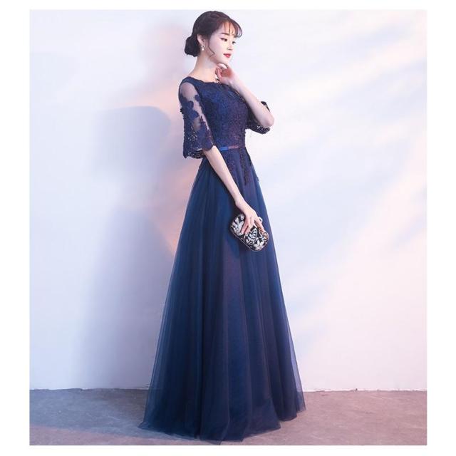ロングドレス 演奏会 パーティードレス 結婚式 ドレス 袖あり ウェディングドレス 花嫁 パーティドレス ロング丈 二次会 お呼ばれ ピアノ 発表会 jb17130_3