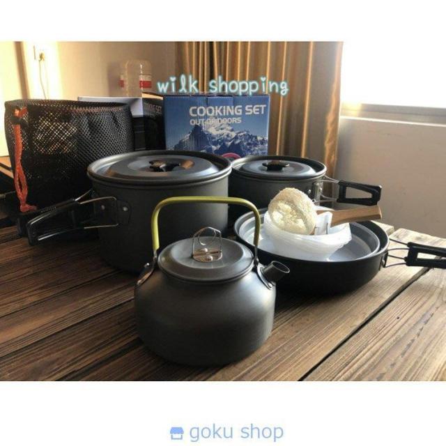 クッカーセット クッカー コッフェル キャンプ 4-5人用 アルミ フライパン 鍋 食器 ケトル 調理器具_11