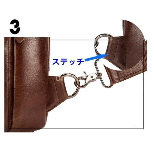 ボディバッグ メンズバッグ ミニショルダー 本革レザー 斜め掛け 軽量 手提げ 小物収納バッグ お出かけ 牛革 ブラウン系 3way_4