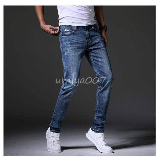 デニムパンツ メンズ スキニーデニム ジーンズ デニム パンツ ボ ダメージ加工 ストレッチパンツ Gパン ボ 美シルエット シンプル_12