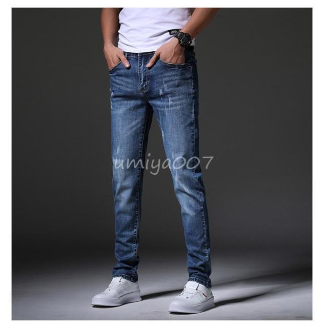 デニムパンツ メンズ スキニーデニム ジーンズ デニム パンツ ボ ダメージ加工 ストレッチパンツ Gパン ボ 美シルエット シンプル_13