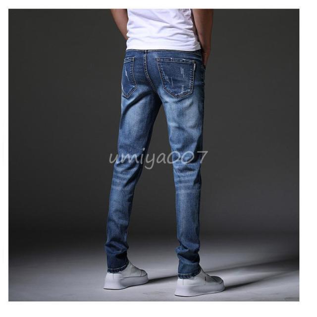 デニムパンツ メンズ スキニーデニム ジーンズ デニム パンツ ボ ダメージ加工 ストレッチパンツ Gパン ボ 美シルエット シンプル_14