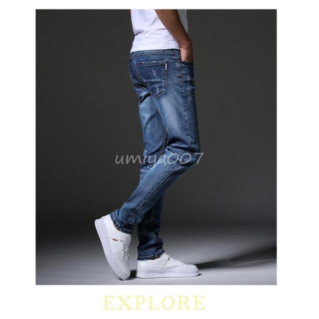 デニムパンツ メンズ スキニーデニム ジーンズ デニム パンツ ボ ダメージ加工 ストレッチパンツ Gパン ボ 美シルエット シンプル_15