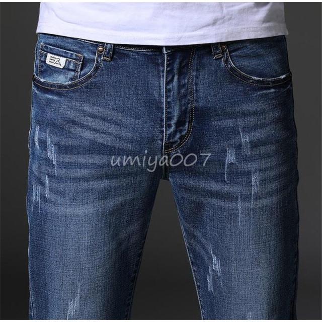 デニムパンツ メンズ スキニーデニム ジーンズ デニム パンツ ボ ダメージ加工 ストレッチパンツ Gパン ボ 美シルエット シンプル_17