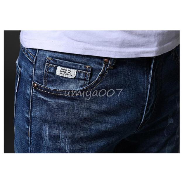 デニムパンツ メンズ スキニーデニム ジーンズ デニム パンツ ボ ダメージ加工 ストレッチパンツ Gパン ボ 美シルエット シンプル_18
