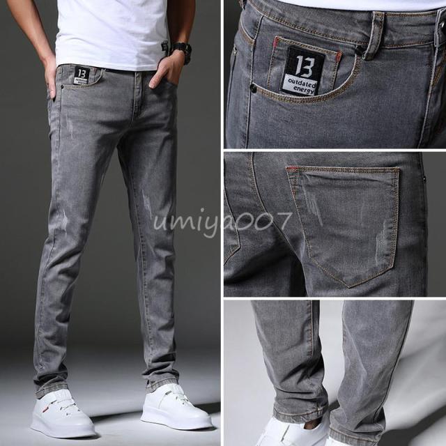 デニムパンツ メンズ スキニーデニム ジーンズ デニム パンツ ボ ダメージ加工 ストレッチパンツ Gパン ボ 美シルエット シンプル_2