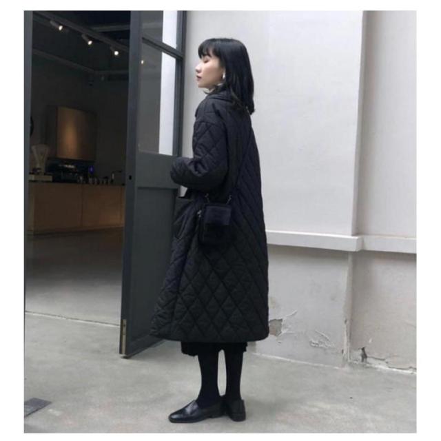 キルティング ロングコート ロング丈アウター アウター レディース 中綿 コート ロングコート キルト 大きいサイズ ライトアウター ビッグ 黒 秋_11