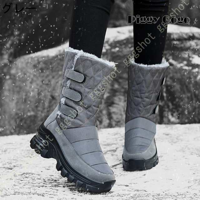 レディース スノーブーツ ミドル丈 スノーシューズ 防水ブーツ 裏ボア 長靴 ウインターブーツ 防寒ブーツ 雪靴 撥水 防水 おしゃれ 防滑_3