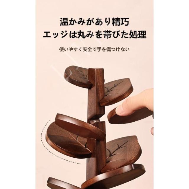 木製 クリエイティブツリー型カップマットセット - 8 個入り 耐熱性ホットパッド兼用 - ボウルティーポット用コースター 温かい料理に最適 デスクトップ装飾品_7