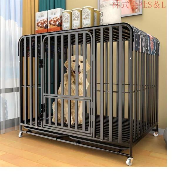 新品 ペットケージ 鉄製 犬檻 犬小屋 ケージ ペットサークル ドッグケージ ペットフェンス 大型 中型犬用 ペット用品 ダブルドア キャスター付き