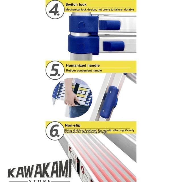 伸縮はしご 脚立2-7m屋上用の伸縮式伸縮はしごを登る、超広段のアルミニウム製伸縮はしご、荷重150kg 家庭用や業務用にも使える丈夫な脚立_5