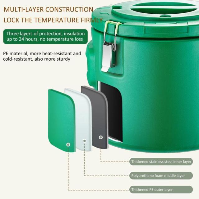 断熱スープ容器 15L 30L 50L 業務用フードウォーマー ステンレス製ライナー 保温機能 24時間 食品の温度を長時間保つ業務用スープ容器、温冷両用_2
