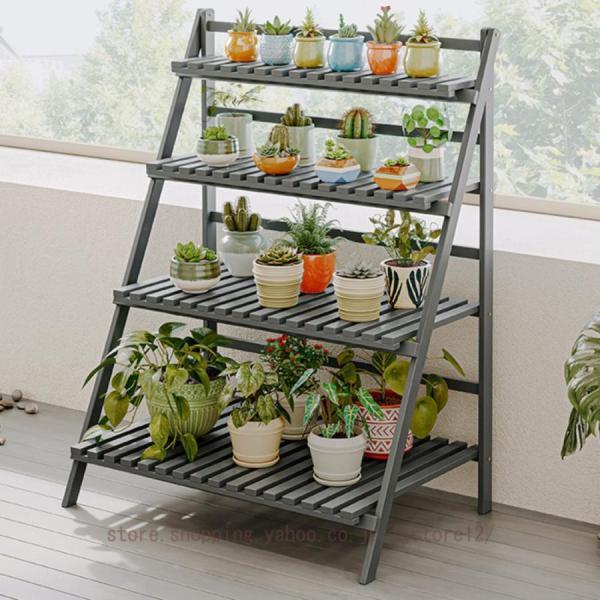 フラワースタンド 竹製 植物ラック フラワーラック ガーデンラック 庭の植物スタンド 収納棚 折り畳み式 花台 植物棚 鉢植え 園芸ラック 3段 多機能 盆栽棚