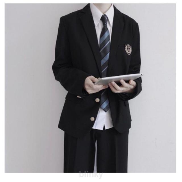 フォーマル ロングパンツ 無地 制服 男子 スクールジャケット ブレザー 4点セット スクールシャツ ネクタイ 男子高校制服 スーツ コート 男子高校_12