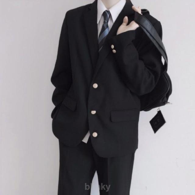 フォーマル ロングパンツ 無地 制服 男子 スクールジャケット ブレザー 4点セット スクールシャツ ネクタイ 男子高校制服 スーツ コート 男子高校_2