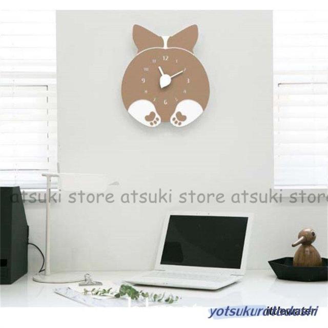 壁掛け時計 クロック 北欧風 猫型 可愛い 子供部屋 モダン 新築祝い ギフト 電池 スイープ 静か 音がしない スプレッド クロック ウェルシュ‐コーギー型_3