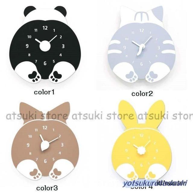壁掛け時計 クロック 北欧風 猫型 可愛い 子供部屋 モダン 新築祝い ギフト 電池 スイープ 静か 音がしない スプレッド クロック ウェルシュ‐コーギー型_8