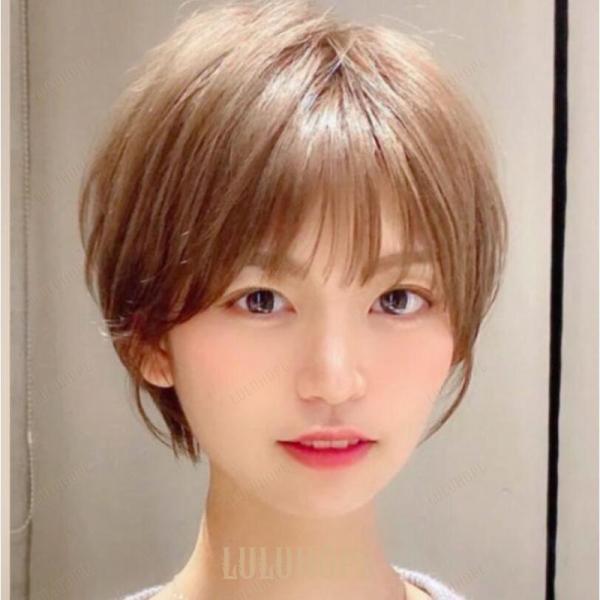 自然な人毛100%フルウィッグ レディース人毛ウィッグ ボブ ショート セミロング 女性 かつら デイリー イメチェン ファッションウィッグ 耐熱_1