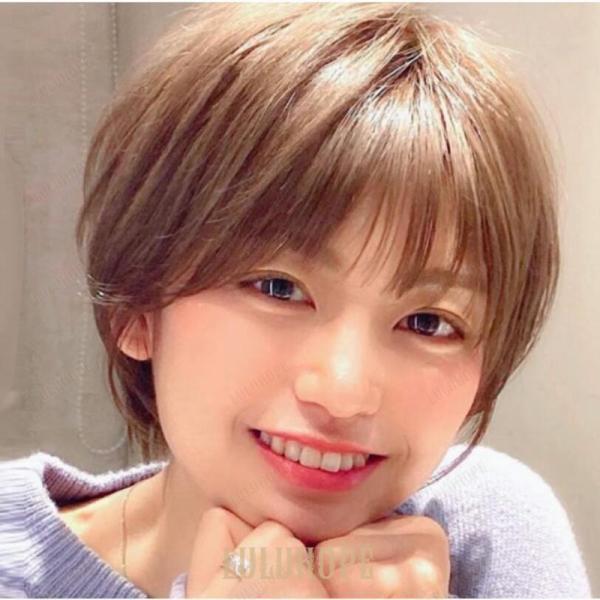 自然な人毛100%フルウィッグ レディース人毛ウィッグ ボブ ショート セミロング 女性 かつら デイリー イメチェン ファッションウィッグ 耐熱_2