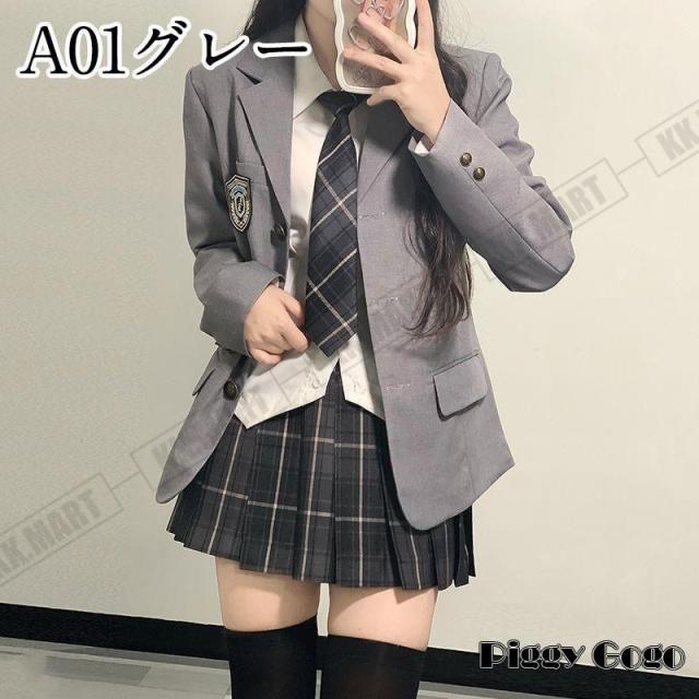 スーツ制服 高校生 女の子 女子 入学式 卒業式 4点セット ジャケット スカート シャツ ネクタイレギュラーブレザー 衣装 プリーツ スカート 女装 服 ドレス_2