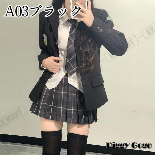 スーツ制服 高校生 女の子 女子 入学式 卒業式 4点セット ジャケット スカート シャツ ネクタイレギュラーブレザー 衣装 プリーツ スカート 女装 服 ドレス_4