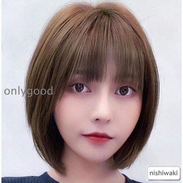 ボブウィッグ 自然な人毛100%フルウィッグ かつら 人毛 自然 形 脱毛症 ボブ ミディアム ショート レディース