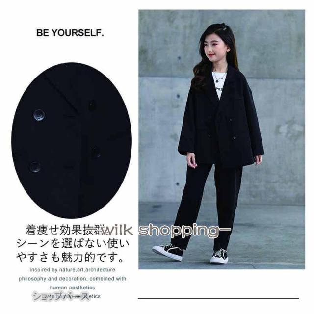 卒業式 入学式 パンツスーツ 女の子 小学生 パンツスーツ 卒服 韓国 おしゃれ 大きいサイズ ゆったりサイズ 子供用 フォーマルスーツ セットアップ 中学生_3