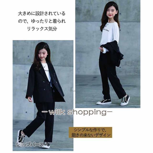 卒業式 入学式 パンツスーツ 女の子 小学生 パンツスーツ 卒服 韓国 おしゃれ 大きいサイズ ゆったりサイズ 子供用 フォーマルスーツ セットアップ 中学生_4