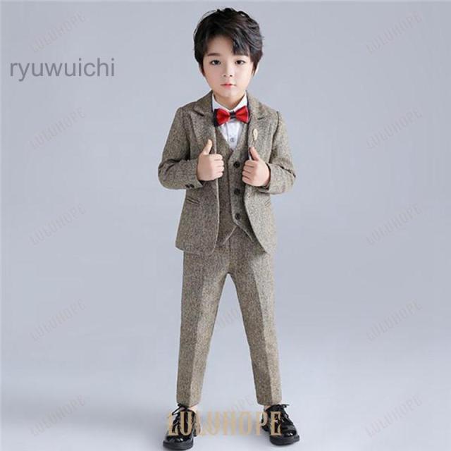 制服 キッズセット スクール 春 秋 冬 入学式 卒業式 長袖 男の子 マスタード グレー 小学生 幼稚園 発表会 生日会 演奏会 セットアップ_7