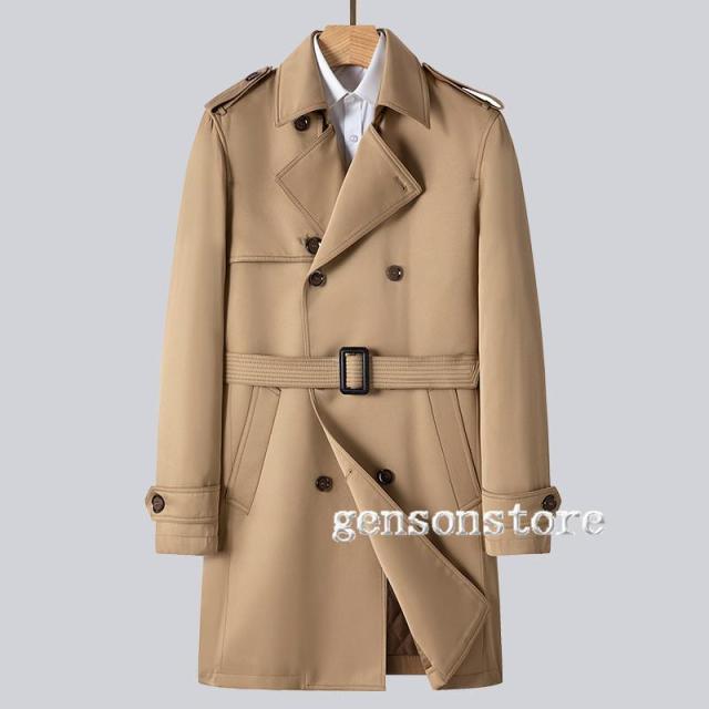 トレンチコート メンズ シングル ビジネスコート キルティング 中綿いり スリム ロングコート シンプル 無地 紳士服 中綿コート あったか 秋物 冬物 新作_2