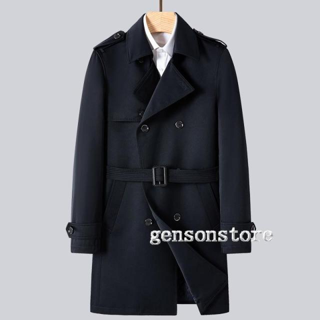 トレンチコート メンズ シングル ビジネスコート キルティング 中綿いり スリム ロングコート シンプル 無地 紳士服 中綿コート あったか 秋物 冬物 新作_3