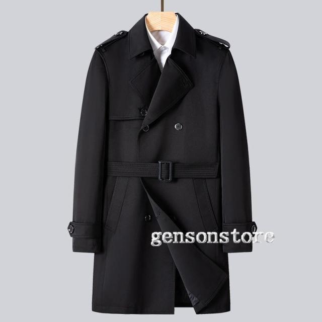 トレンチコート メンズ シングル ビジネスコート キルティング 中綿いり スリム ロングコート シンプル 無地 紳士服 中綿コート あったか 秋物 冬物 新作_4