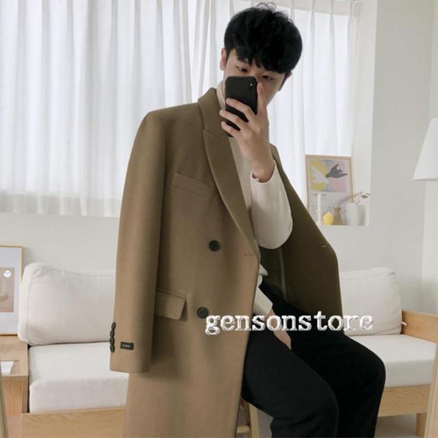 ウール コート メンズ 韓国ファッション アウター コート 秋冬 ロング トレンチコート おしゃれ 大きいサイズ チェスターコート メルトン 中綿入り 厚手 暖かい_5