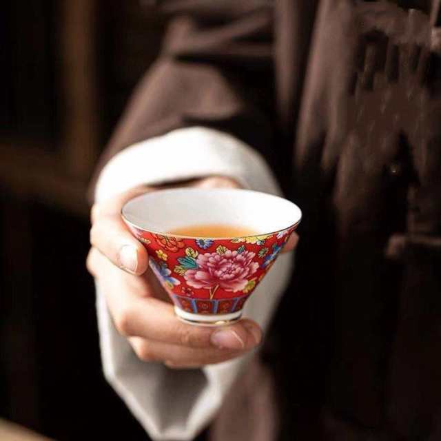 景徳鎮 手つくり茶杯セット エナメル 主人杯 茶碗 陶磁器 陶磁器 天目