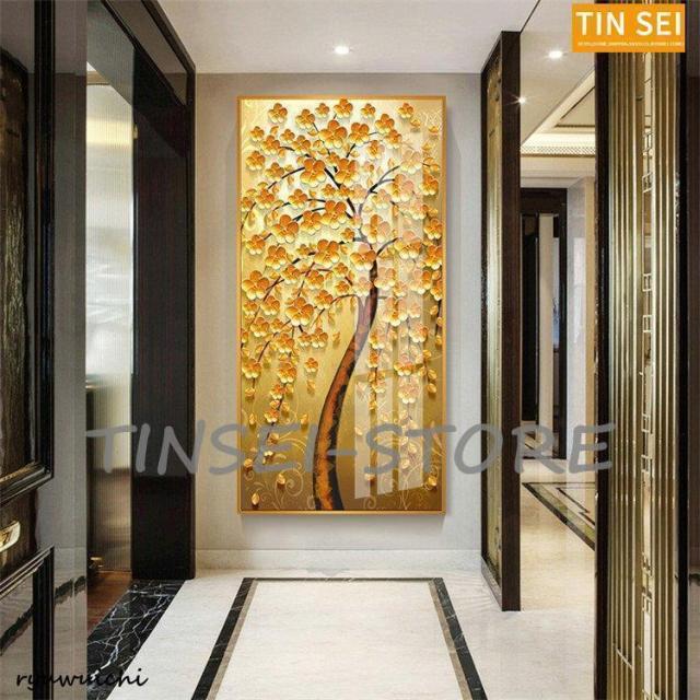 油絵 絵画 寝室 玄関 飾り 壁掛け インテリア美術品 風景絵 木の絵 印象派 額装_2
