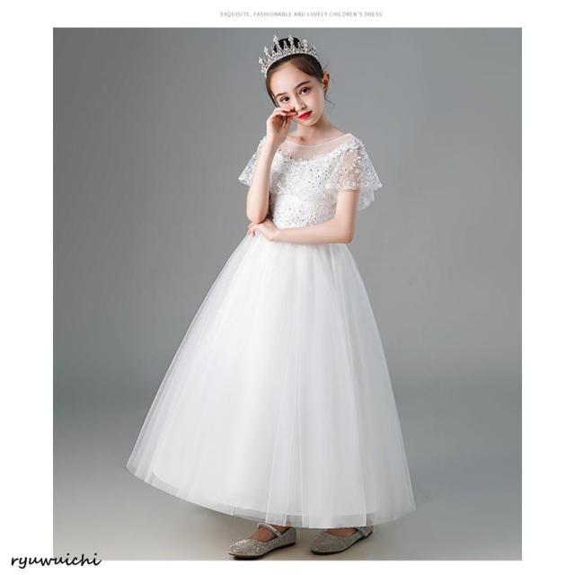 ドレス ワンピース ピアノ 子供 キッズ 入学式 可愛い 結婚式 演奏会 発表会 安い ロング 水色 半袖 おしゃれ 春 夏 120 130 140 150 160_11