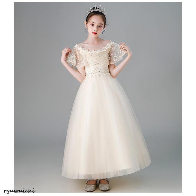 ドレス ワンピース ピアノ 子供 キッズ 入学式 可愛い 結婚式 演奏会 発表会 安い ロング 水色 半袖 おしゃれ 春 夏 120 130 140 150 160_16