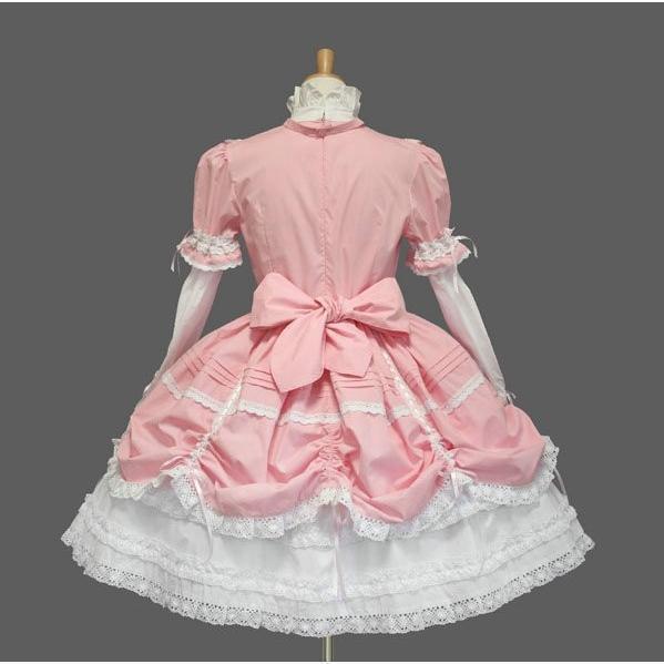 ゴスロリ 服 黒 ワンピース クラシカル 甘ロリ 長袖 カラフル ピンク 白 ブルー ゴシック ロリータ_5