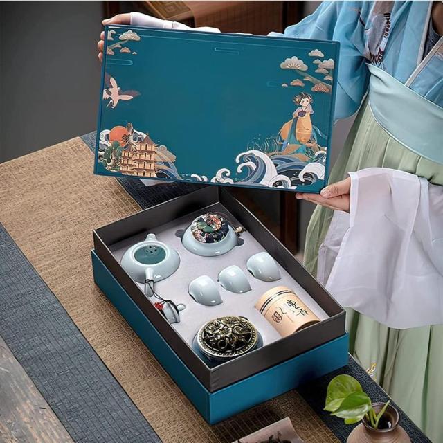 中国茶器セット お茶セット ティーカップ ティーポット セット お茶道具 おしゃれ 功夫茶具 急須セット ギフトセット シンプル中国風徳化窯 陶磁茶具 6点セット_1