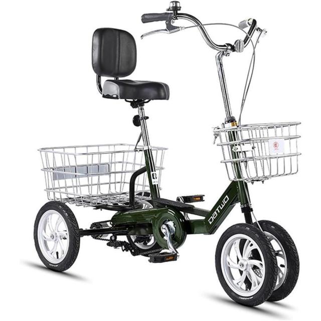 アジャスタブルバックレスト 12インチ/14インチ3輪自転車 アルミニウム合金 クルーザーバイク トライク 自転車 買い物かご付き_12