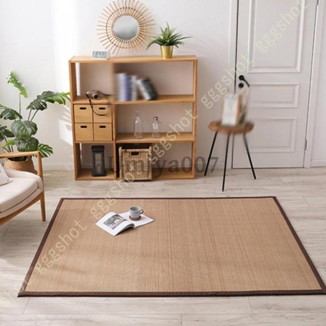 竹ラグ カーペット 丸巻き ラグ マット ベージュ 裏付 クッション 天然素材 丈夫 抗菌 防臭 消臭 簡単 掃除 夏 約1.5畳 2畳 夏用ラグ 天然 竹 バンブー