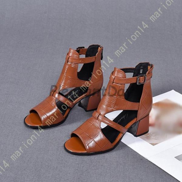 バックジッパー サンダル レディース グラディエーター サンダル オープントゥ 太ヒール ブーツサンダル 美脚 大人 可愛い ペタンコ 厚底 ブラック バックジッパー サンダル レディース グラディエーター サンダル