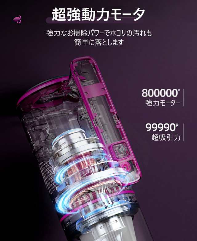 掃除機 コードレス 強力吸引 0.98kg サイクロン式 コード式 軽量静音 小型 スティック型 ハンディー クリーナー コンパク
